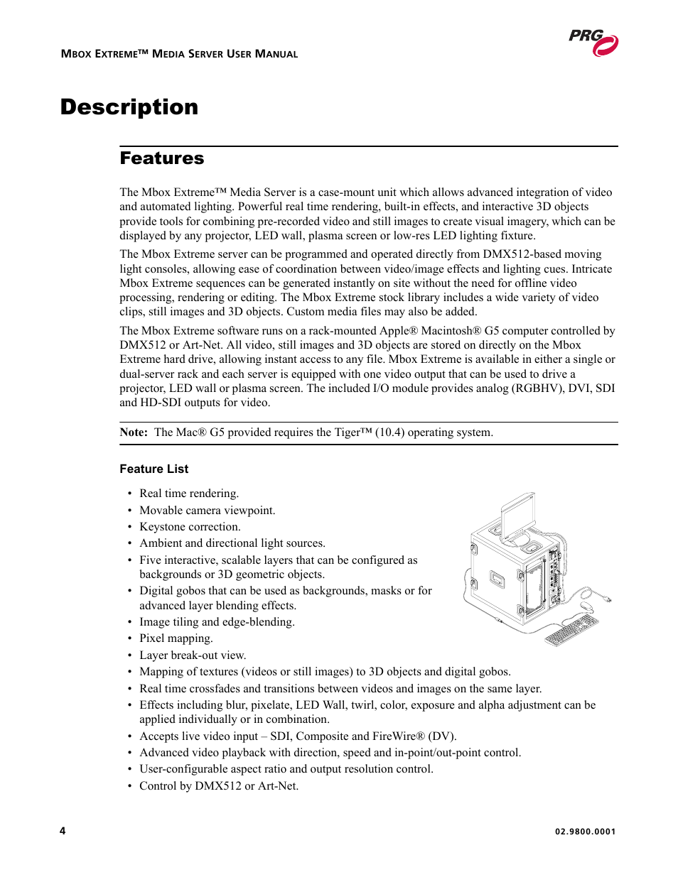 Description, Features | PRG Mbox EXtreme User Manual | Page 12 / 84