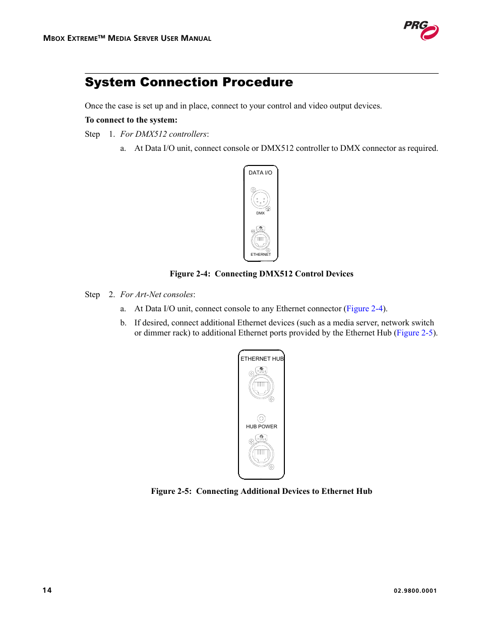 System connection procedure | PRG Mbox EXtreme User Manual | Page 22 / 84