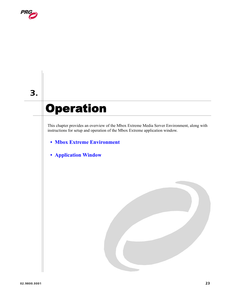 Operation, Chapter 3. operation | PRG Mbox EXtreme User Manual | Page 31 / 84