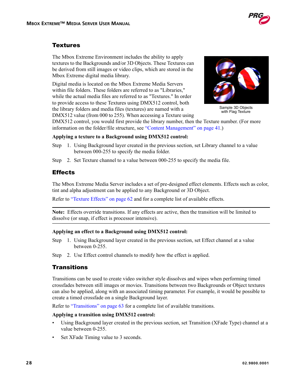 Textures, Effects, Transitions | Textures effects transitions | PRG Mbox EXtreme User Manual | Page 36 / 84