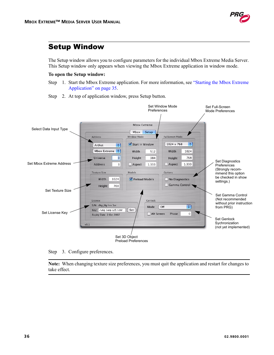 Setup window | PRG Mbox EXtreme User Manual | Page 44 / 84