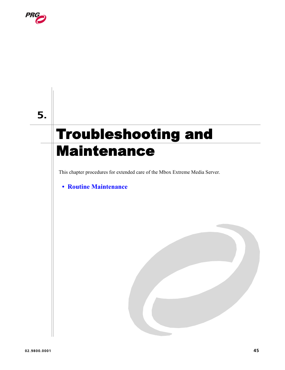 Troubleshooting and maintenance, Chapter 5. troubleshooting and maintenance | PRG Mbox EXtreme User Manual | Page 53 / 84