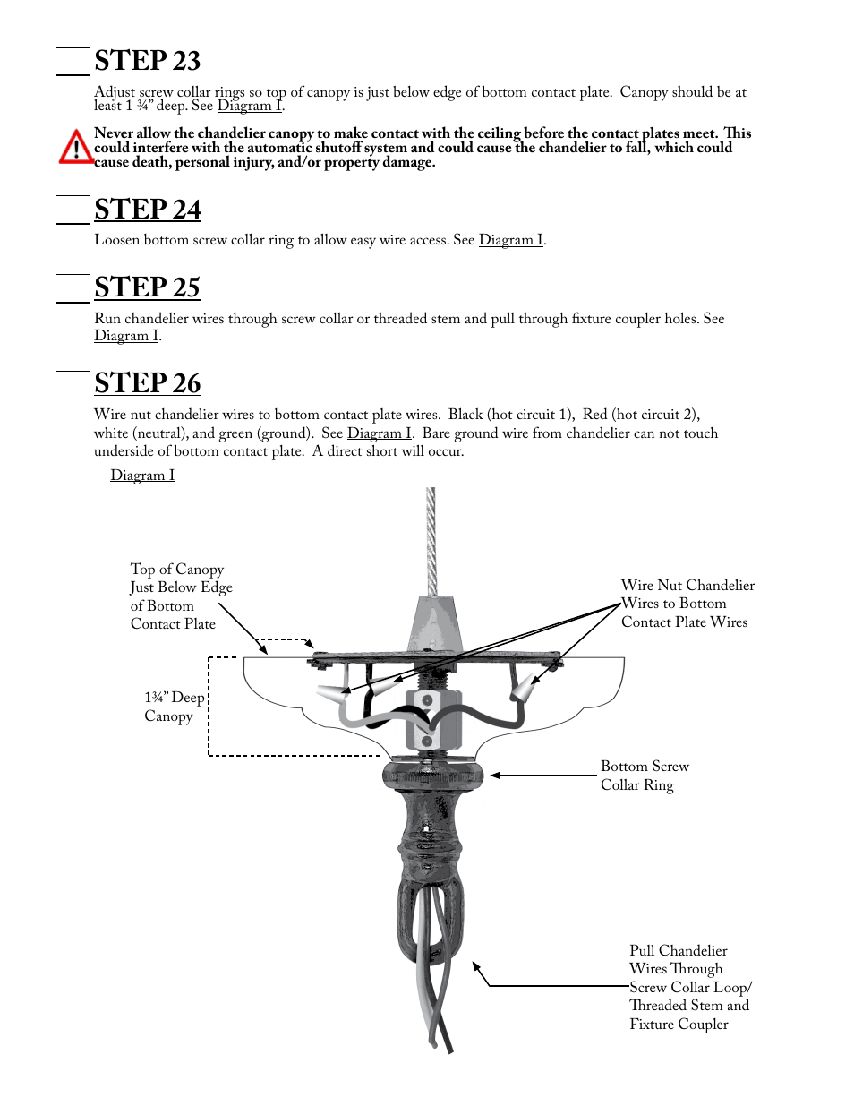 Step 23, Step 24, Step 25 | Step 26 | Aladdin Light Lift ALL700-CM(Two Circuit Fixtures Only) User Manual | Page 10 / 13