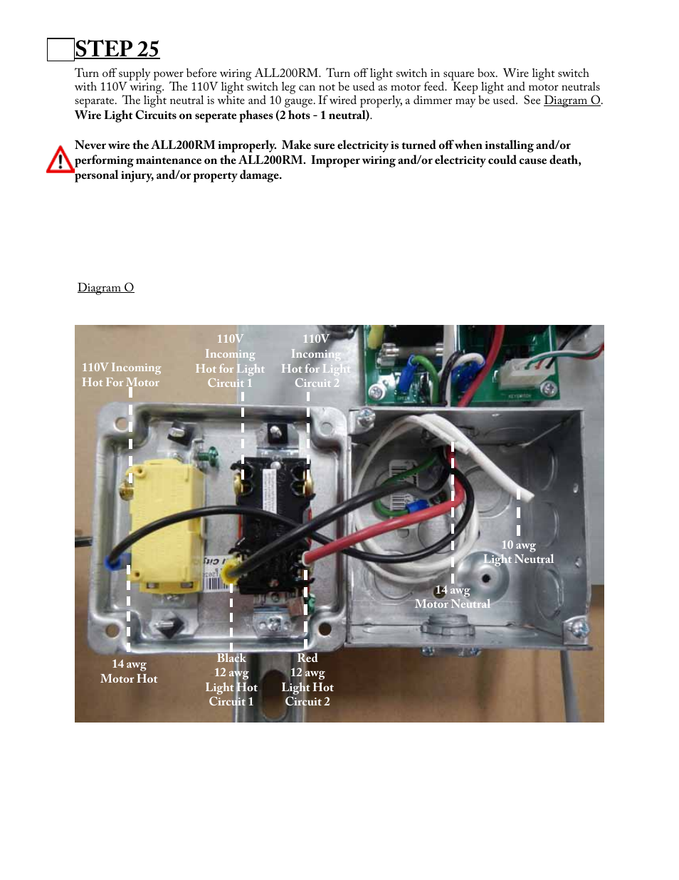 Step 25 | Aladdin Light Lift ALL200RM-CM(Two Circuit Fixtures Only) User Manual | Page 14 / 21