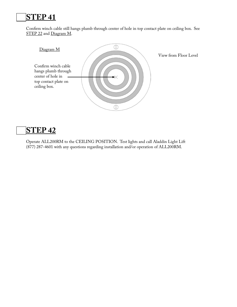 Step 41, Step 42 | Aladdin Light Lift ALL200RM-CM(Two Circuit Fixtures Only) User Manual | Page 19 / 21