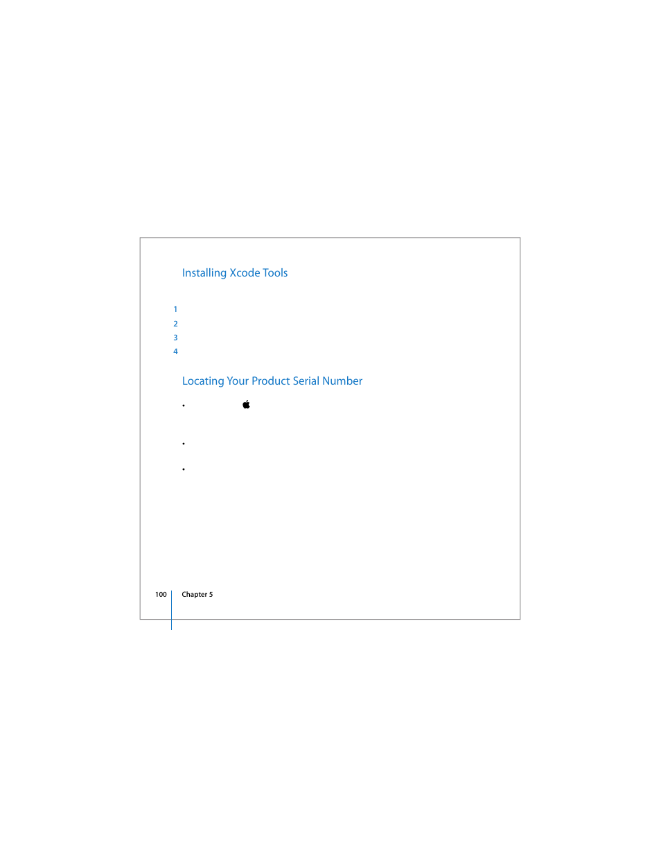 Installing xcode tools, Locating your product serial number | Apple 17-inch MacBook Pro (User’s Guide) User Manual | Page 100 / 144