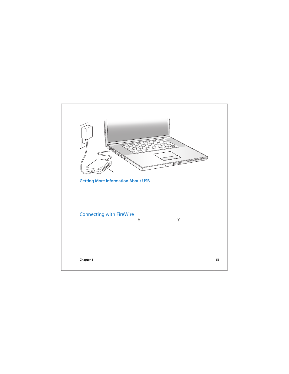 Connecting with firewire, Ee “connecting with firewire | Apple 17-inch MacBook Pro (User’s Guide) User Manual | Page 55 / 144