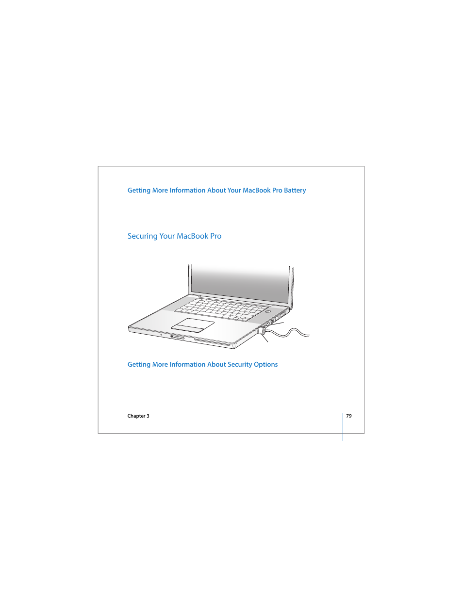 Securing your macbook pro | Apple 17-inch MacBook Pro (User’s Guide) User Manual | Page 79 / 144