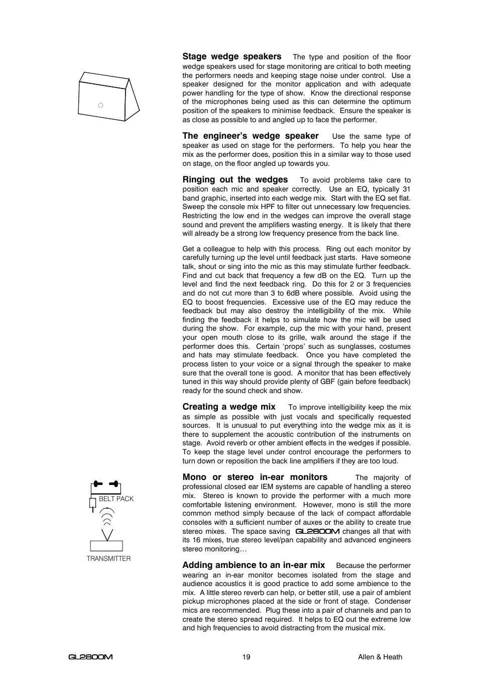 Allen&Heath GL2800M USER GUIDE User Manual | Page 19 / 23