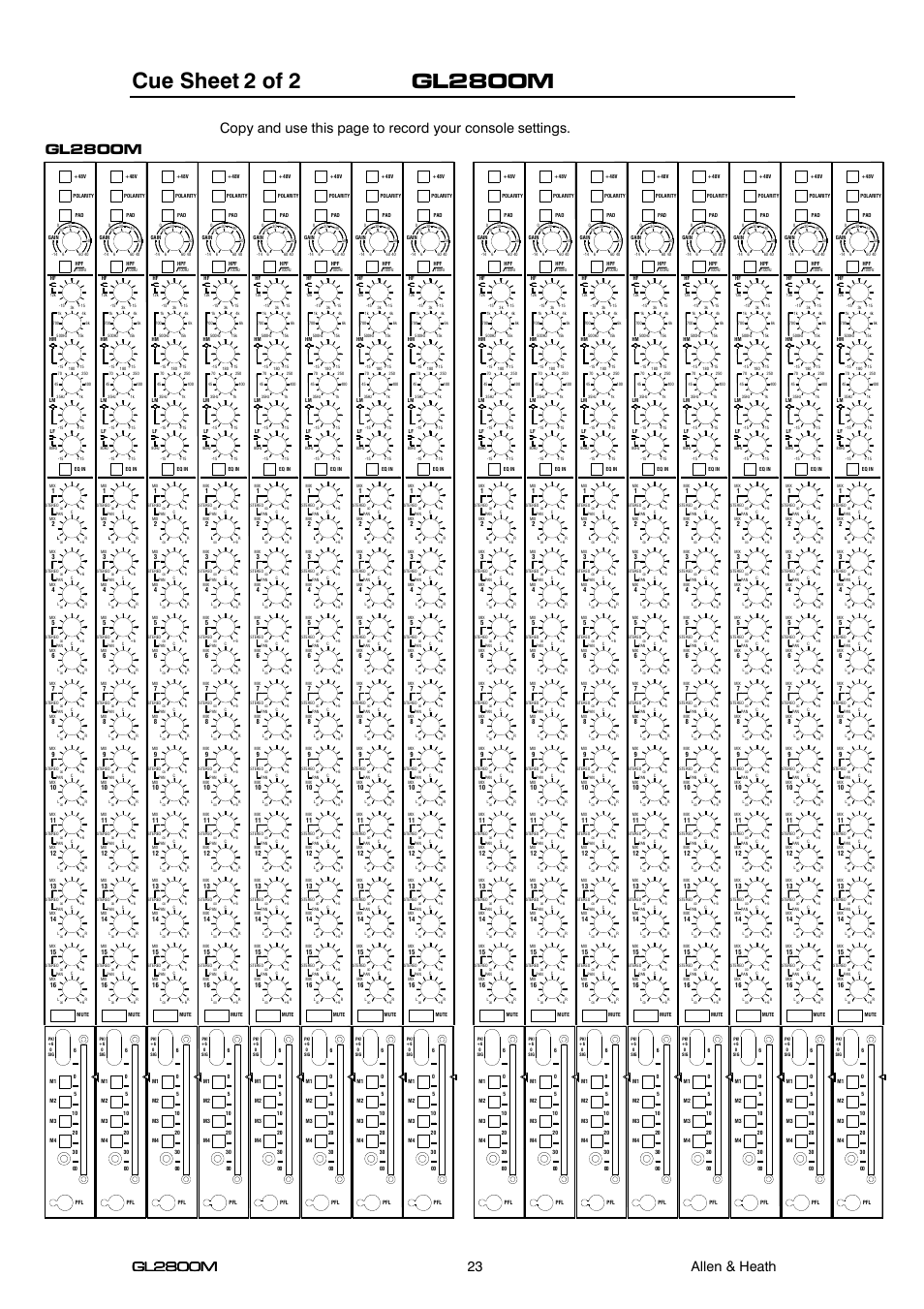 Gl2800m | Allen&Heath GL2800M USER GUIDE User Manual | Page 23 / 23