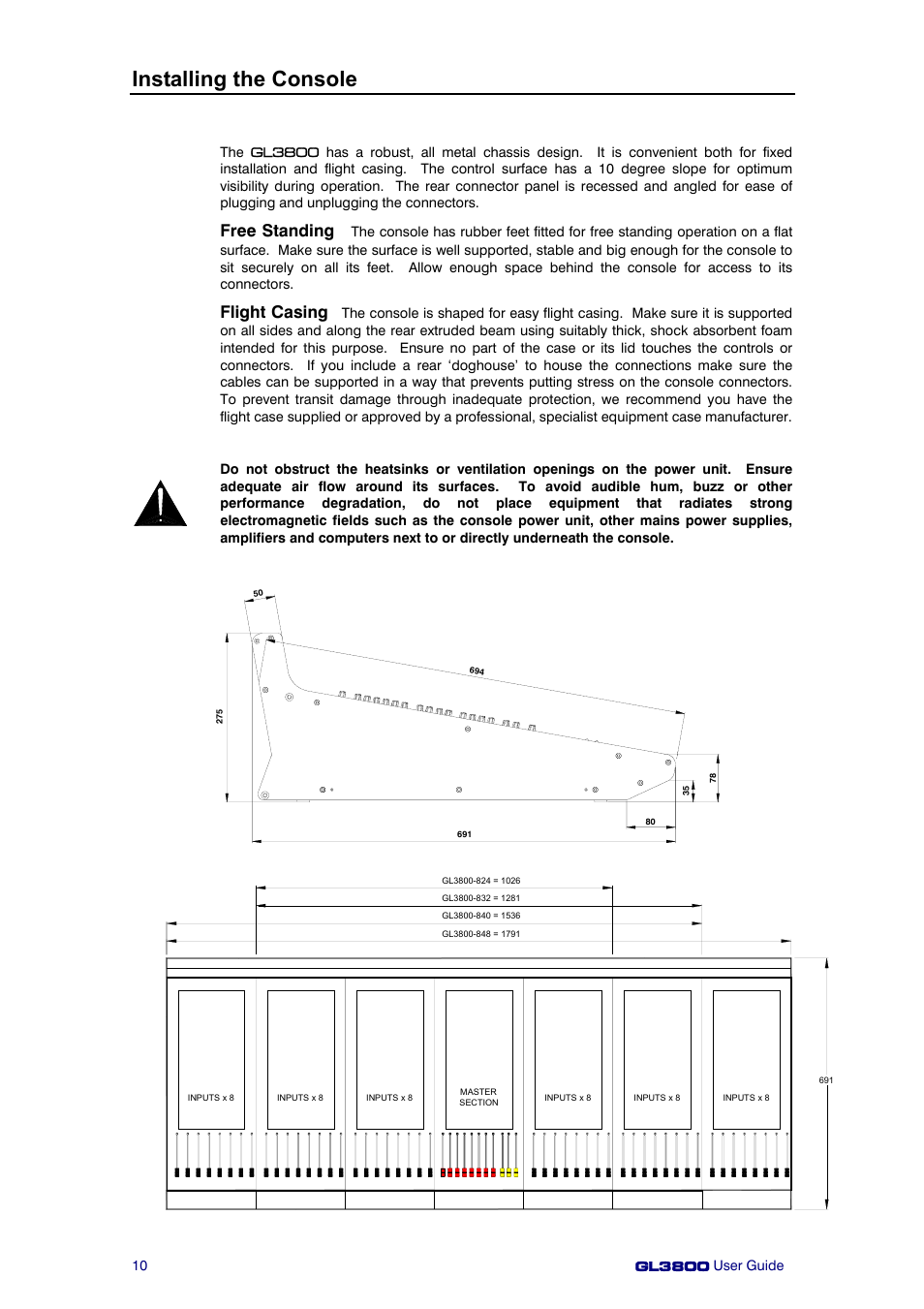 Installing the console, Free standing, Flight casing | Allen&Heath GL3800 User Manual | Page 10 / 44