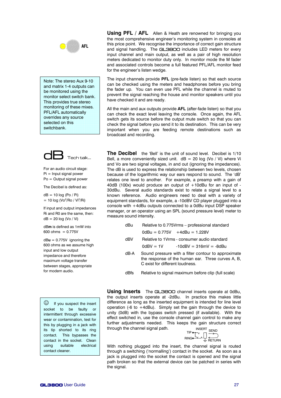 Allen&Heath GL3800 User Manual | Page 27 / 44