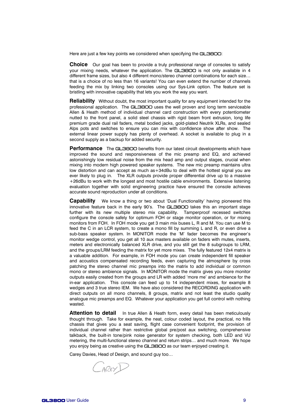 Allen&Heath GL3800 User Manual | Page 9 / 44