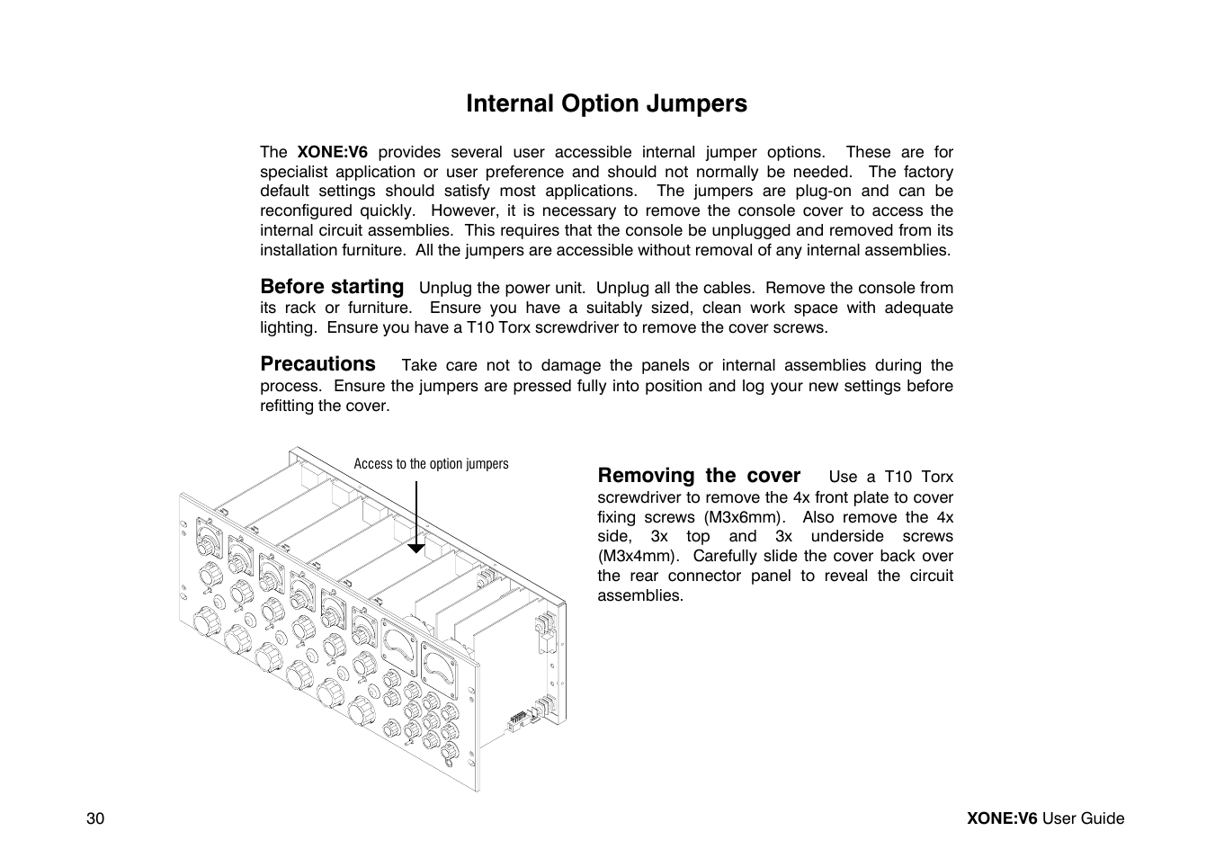 Internal option jumpers | Allen&Heath Xone V6 User Manual | Page 30 / 42