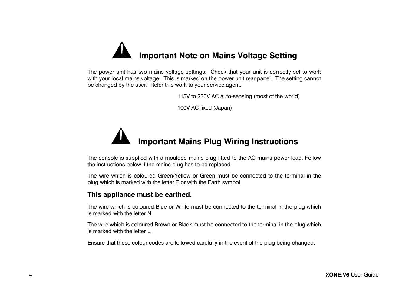 Important mains plug wiring instructions, This appliance must be earthed | Allen&Heath Xone V6 User Manual | Page 4 / 42