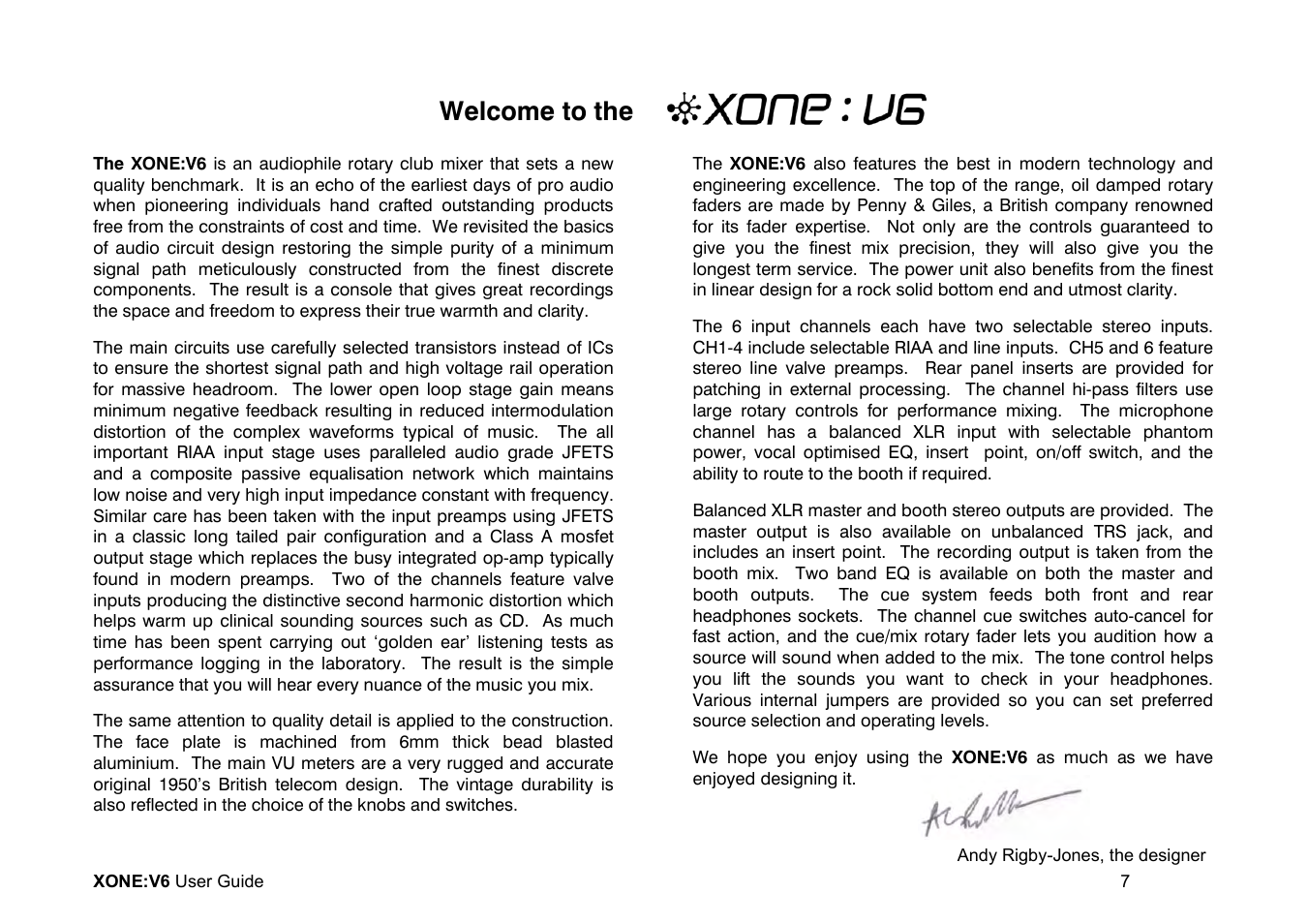 Welcome to the | Allen&Heath Xone V6 User Manual | Page 7 / 42