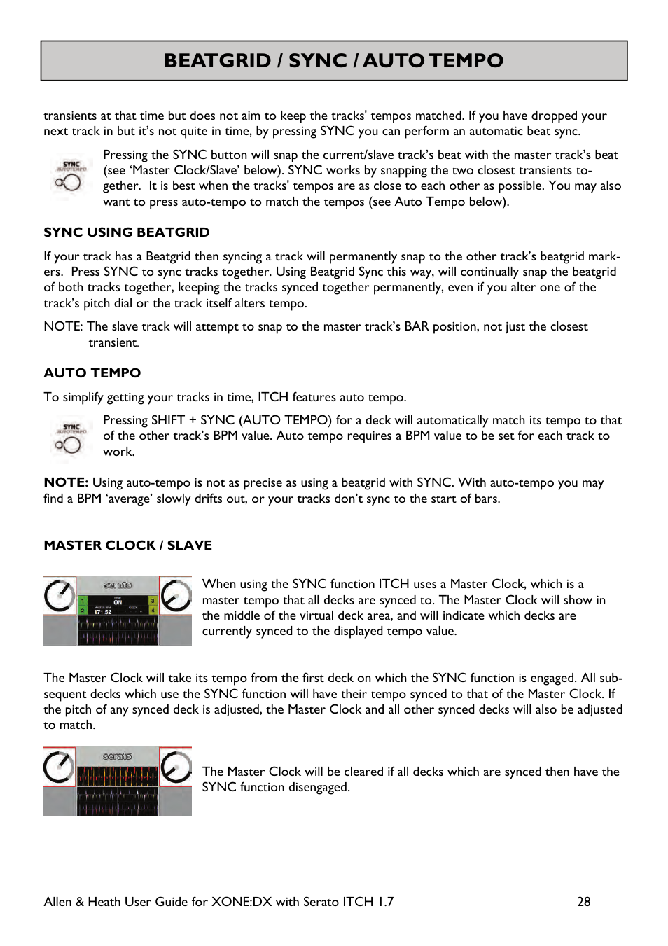Beatgrid / sync / auto tempo | Allen&Heath Xone DX User Manual | Page 28 / 67