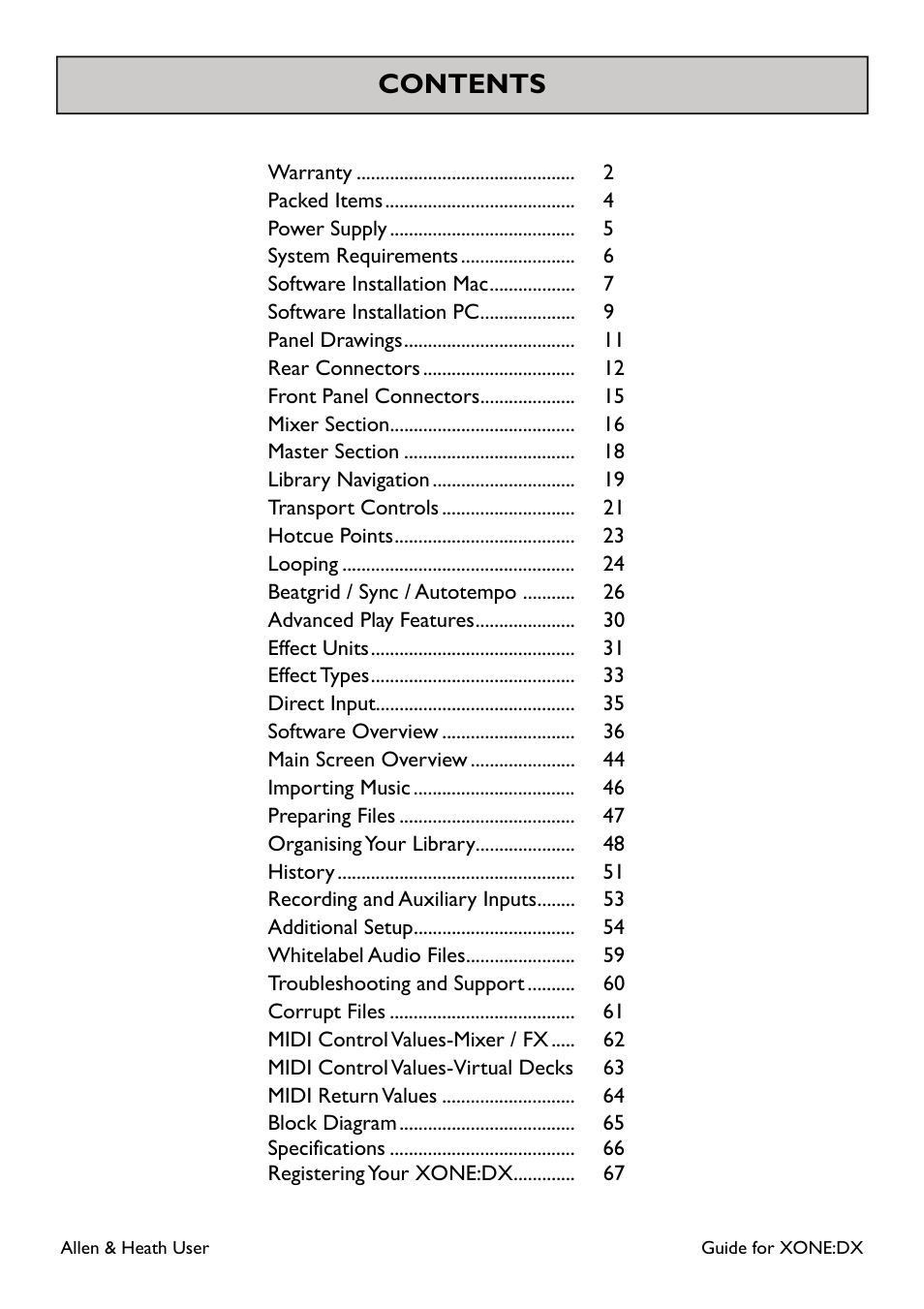 Allen&Heath Xone DX User Manual | Page 3 / 67