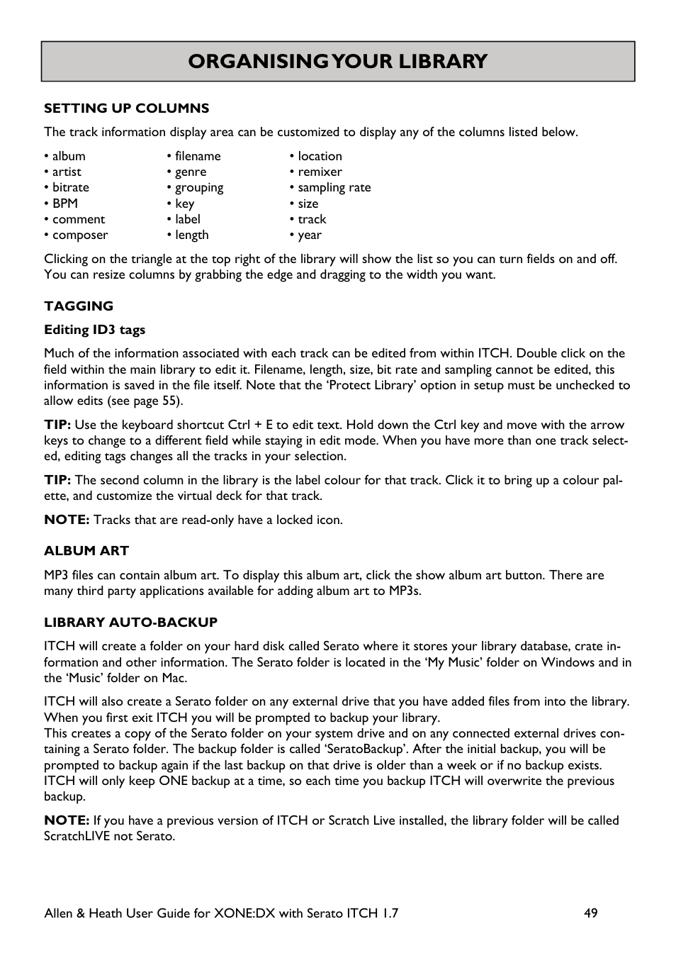 Organising your library | Allen&Heath Xone DX User Manual | Page 49 / 67