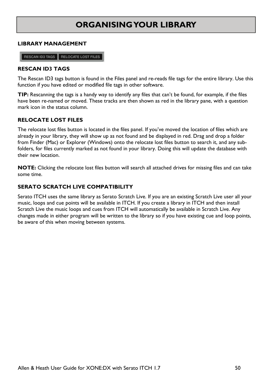 Organising your library | Allen&Heath Xone DX User Manual | Page 50 / 67