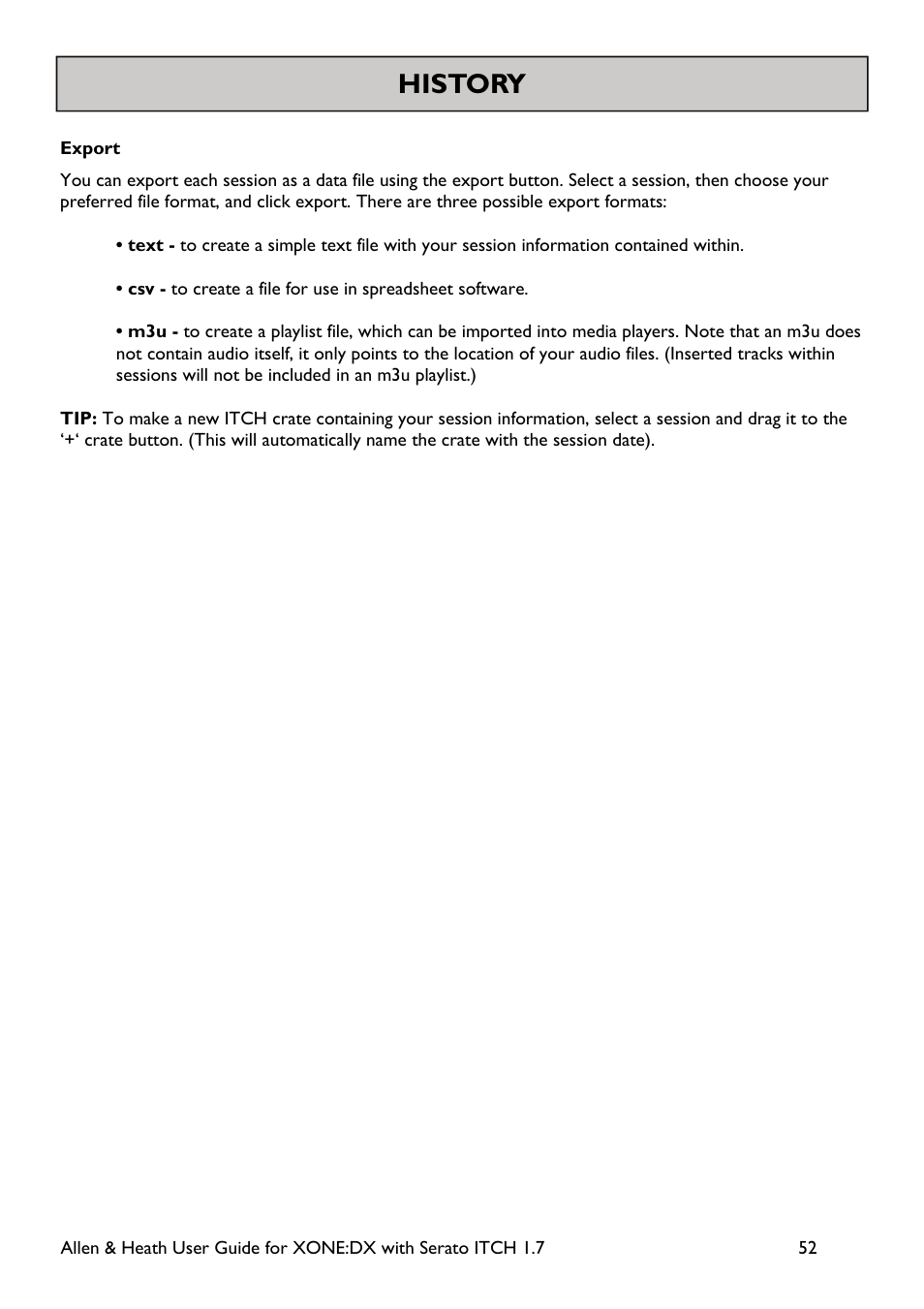 History | Allen&Heath Xone DX User Manual | Page 52 / 67