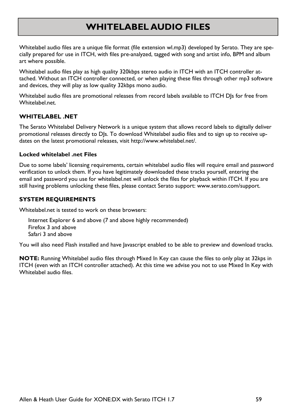 Whitelabel audio files | Allen&Heath Xone DX User Manual | Page 59 / 67