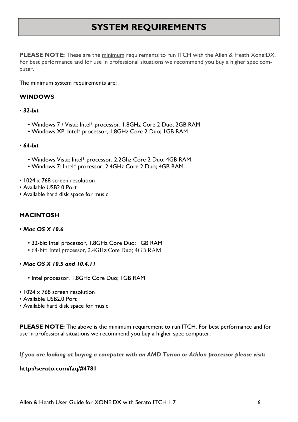 System requirements | Allen&Heath Xone DX User Manual | Page 6 / 67