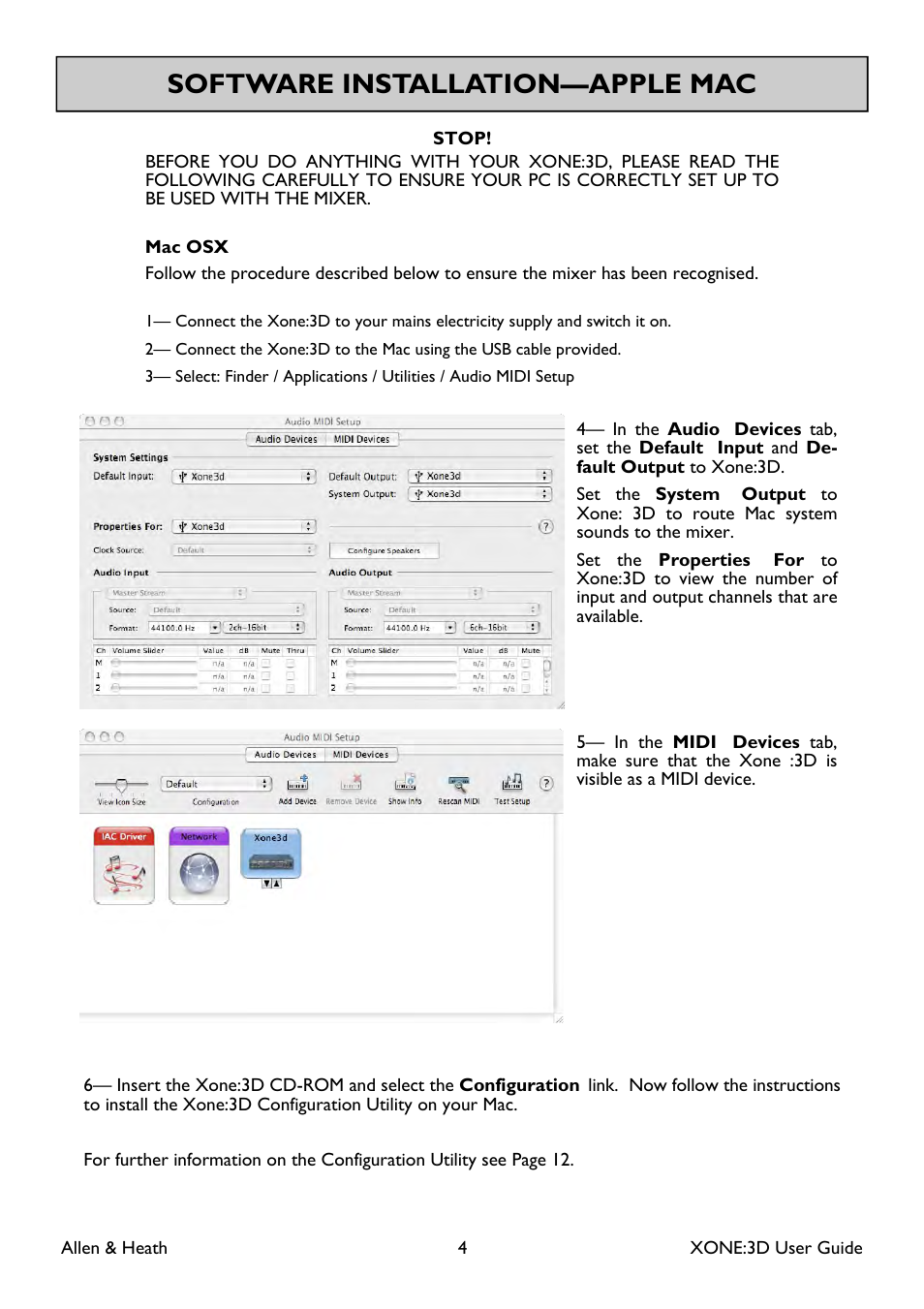 Software installation—apple mac | Allen&Heath Xone 3D User Manual | Page 4 / 42