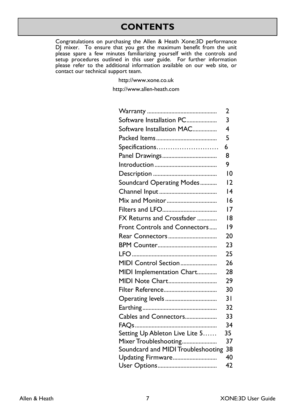 Allen&Heath Xone 3D User Manual | Page 7 / 42