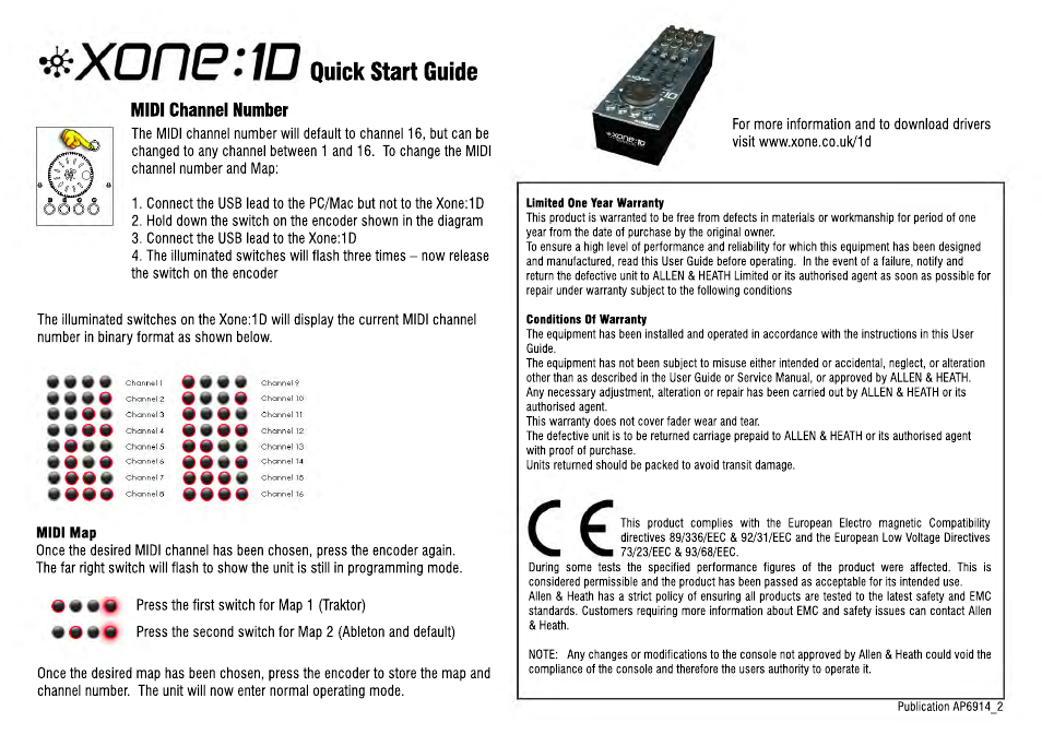 Allen&Heath Xone 1D User Manual | 2 pages