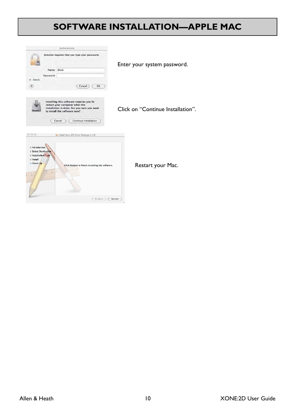 Software installation—apple mac | Allen&Heath Xone 2D User Manual | Page 10 / 34