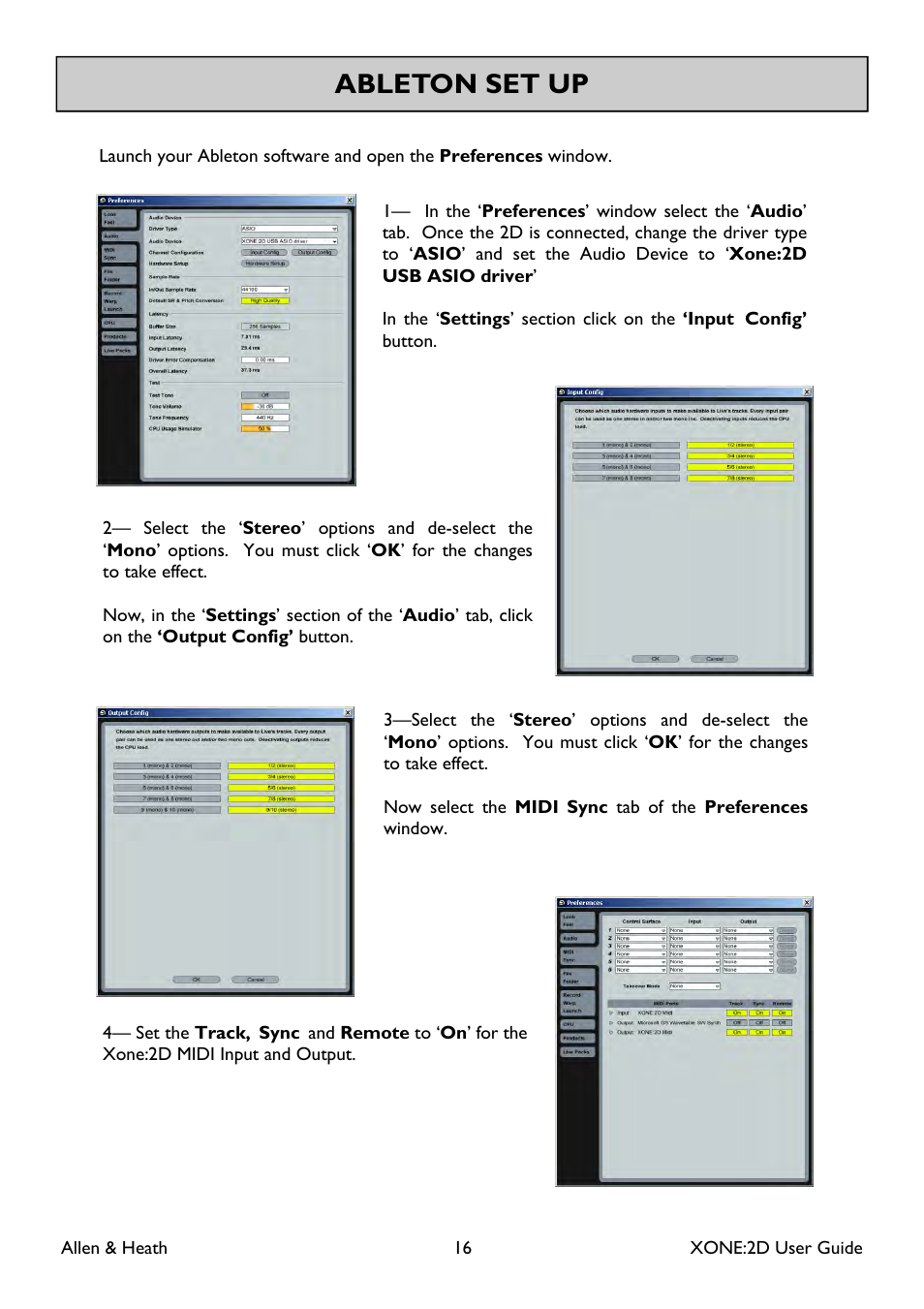 Ableton set up | Allen&Heath Xone 2D User Manual | Page 16 / 34