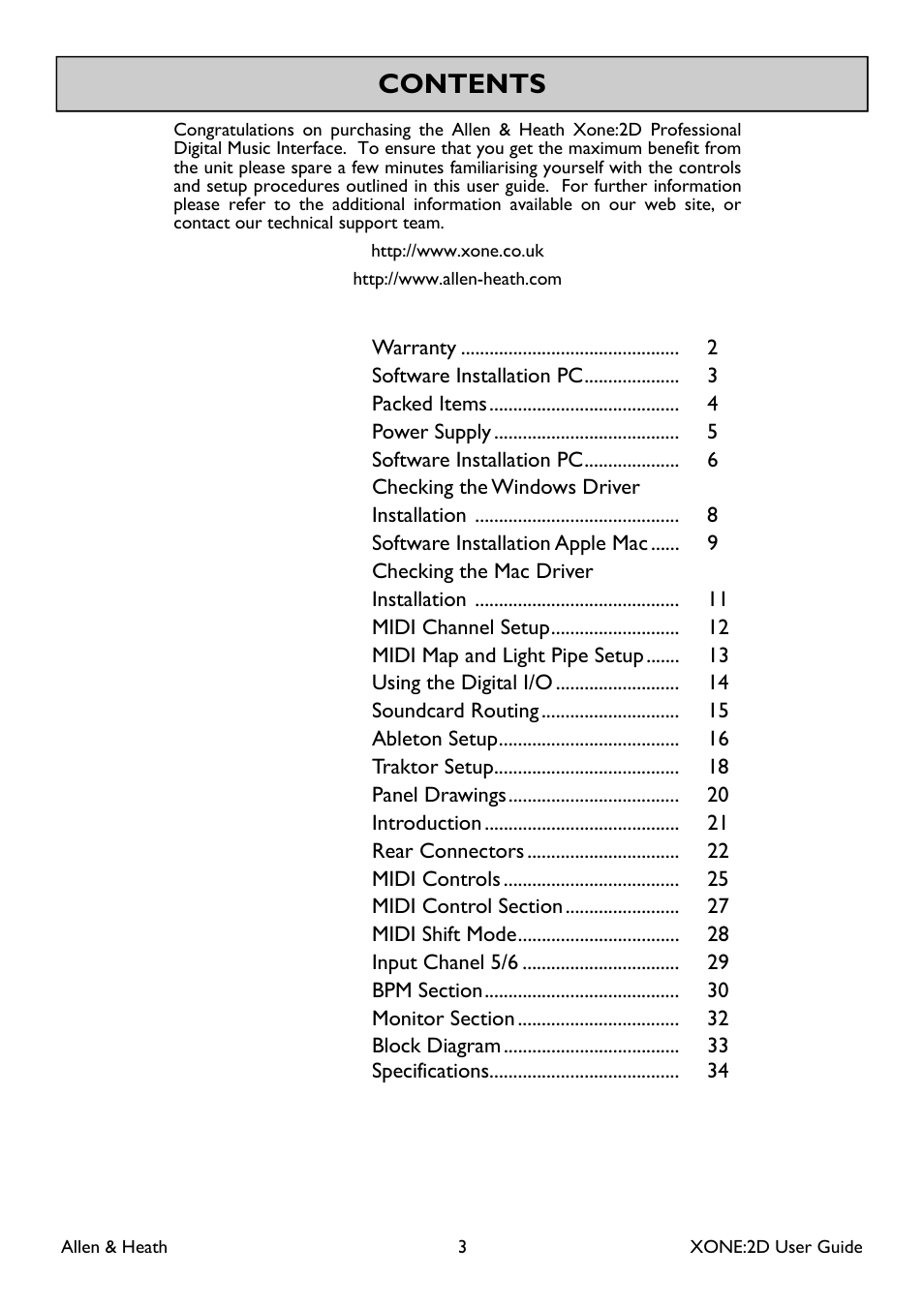 Allen&Heath Xone 2D User Manual | Page 3 / 34