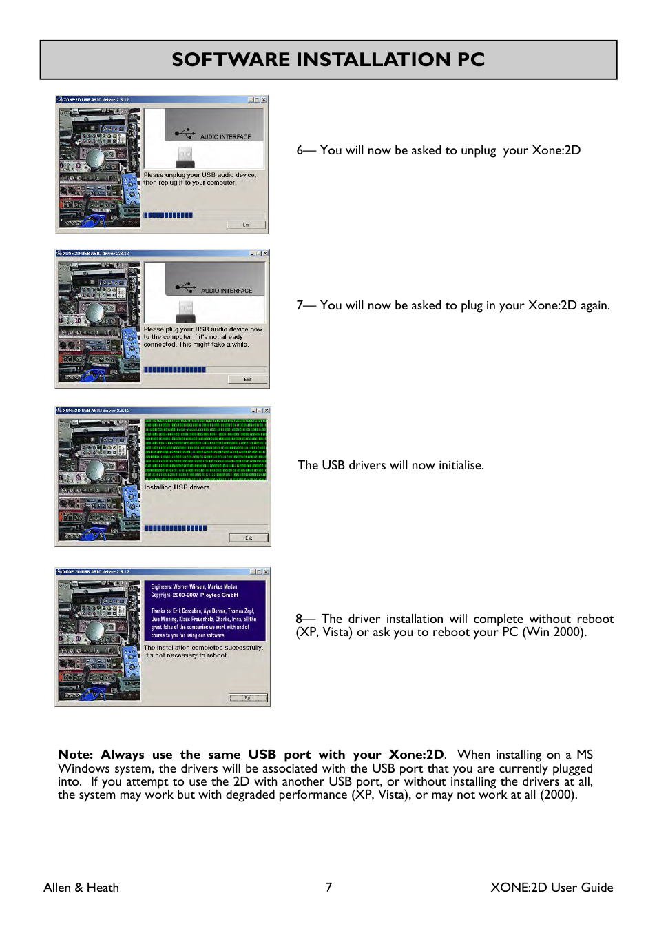 Software installation pc | Allen&Heath Xone 2D User Manual | Page 7 / 34