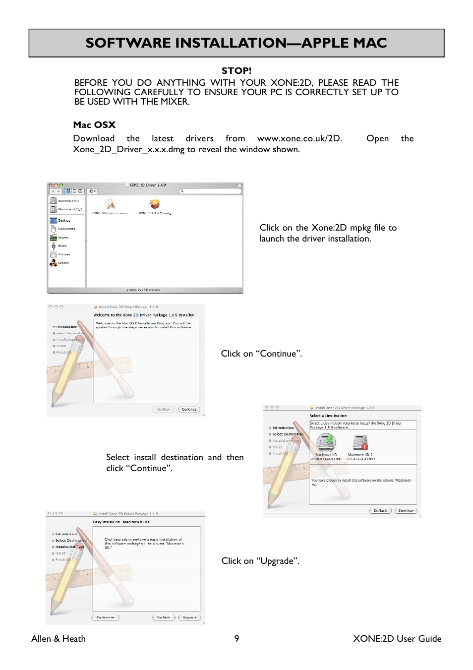 Software installation—apple mac | Allen&Heath Xone 2D User Manual | Page 9 / 34