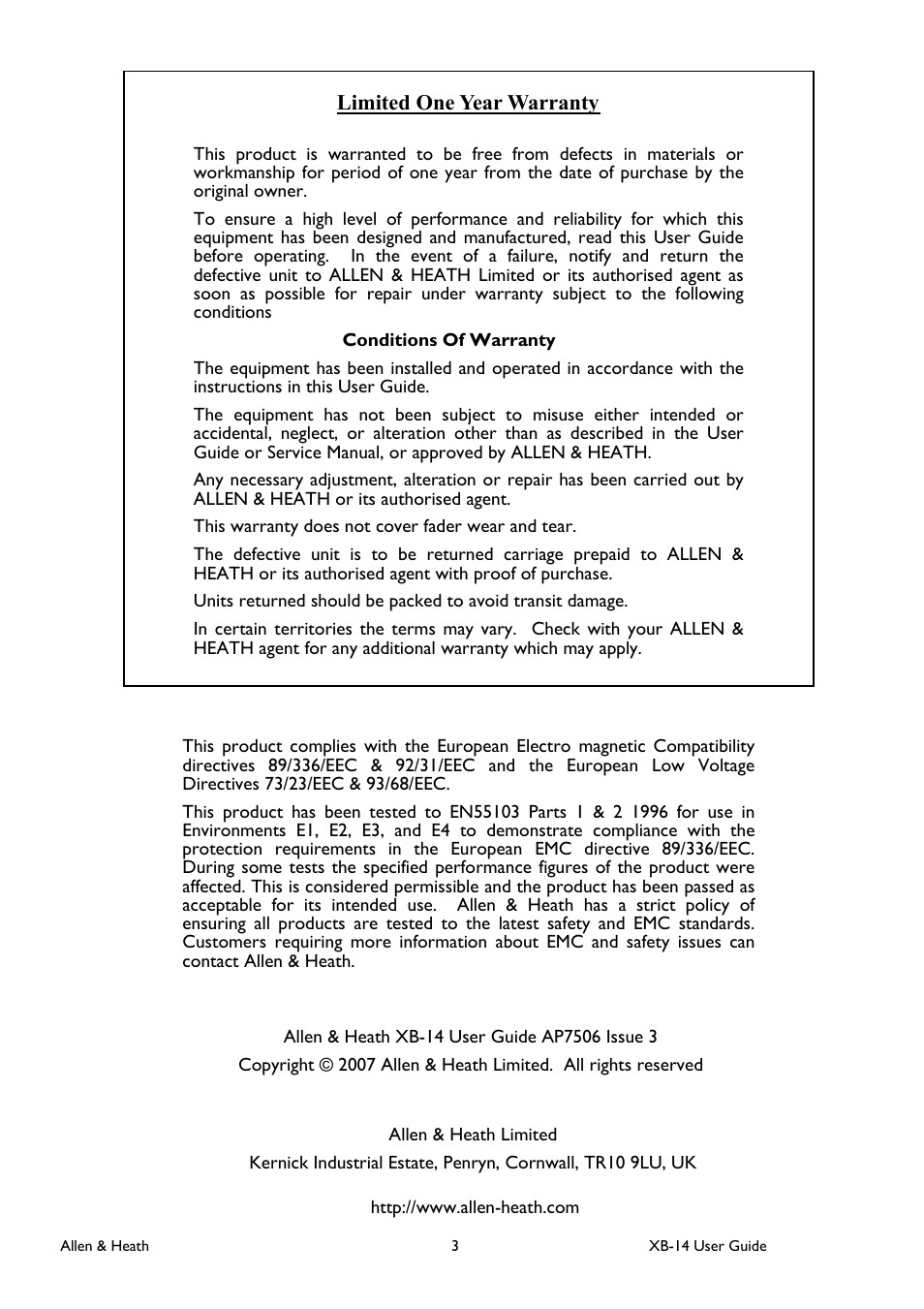 Allen&Heath XB 14 User Manual | Page 3 / 40