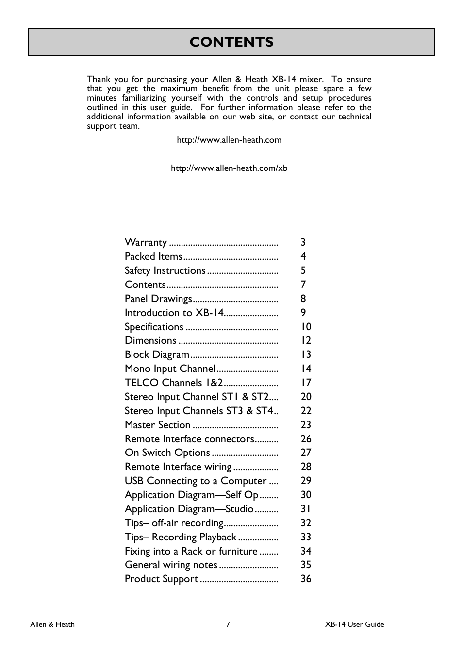 Allen&Heath XB 14 User Manual | Page 7 / 40