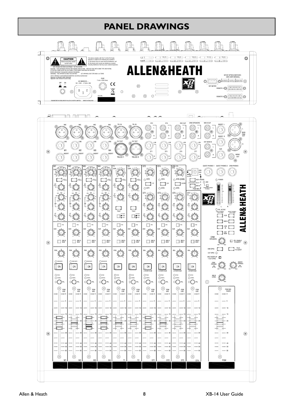 Allen&heath, Panel drawings, Allen h eath | Allen & heath 8 xb-14 user guide | Allen&Heath XB 14 User Manual | Page 8 / 40