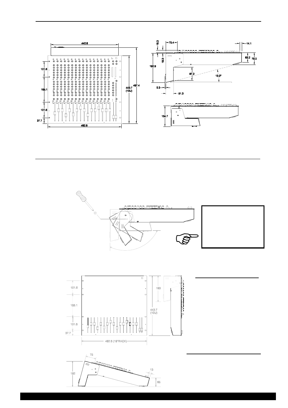 Dimensions, Installing the console, 19" rack mounting | Desktop operation | Allen&Heath WZ20 8 2 SERVICE MANUAL User Manual | Page 6 / 35