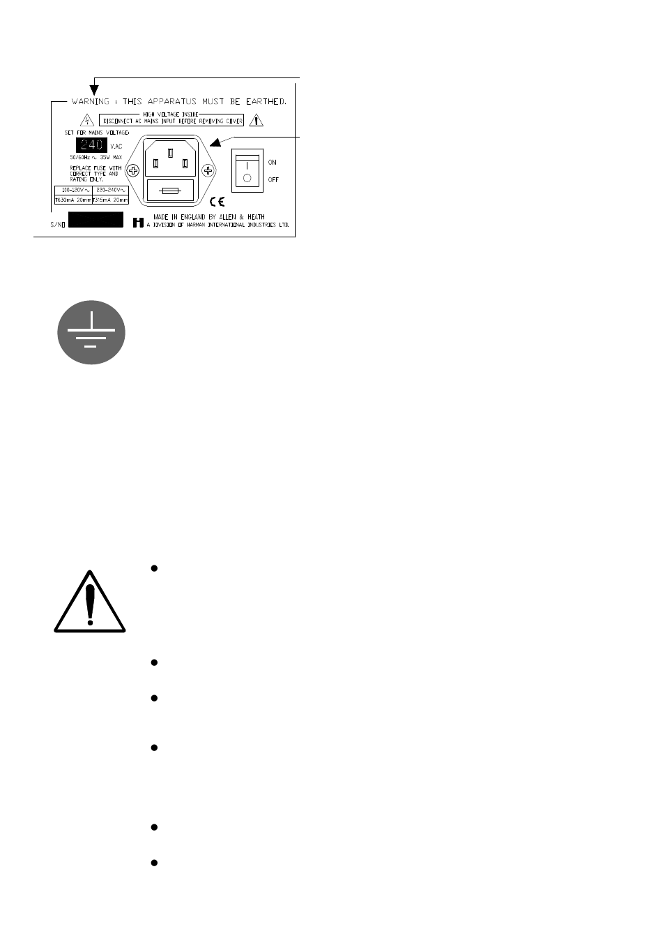 Arthing, Onnecting, Ains | Ower | Allen&Heath WZ16 2 User Manual | Page 7 / 16