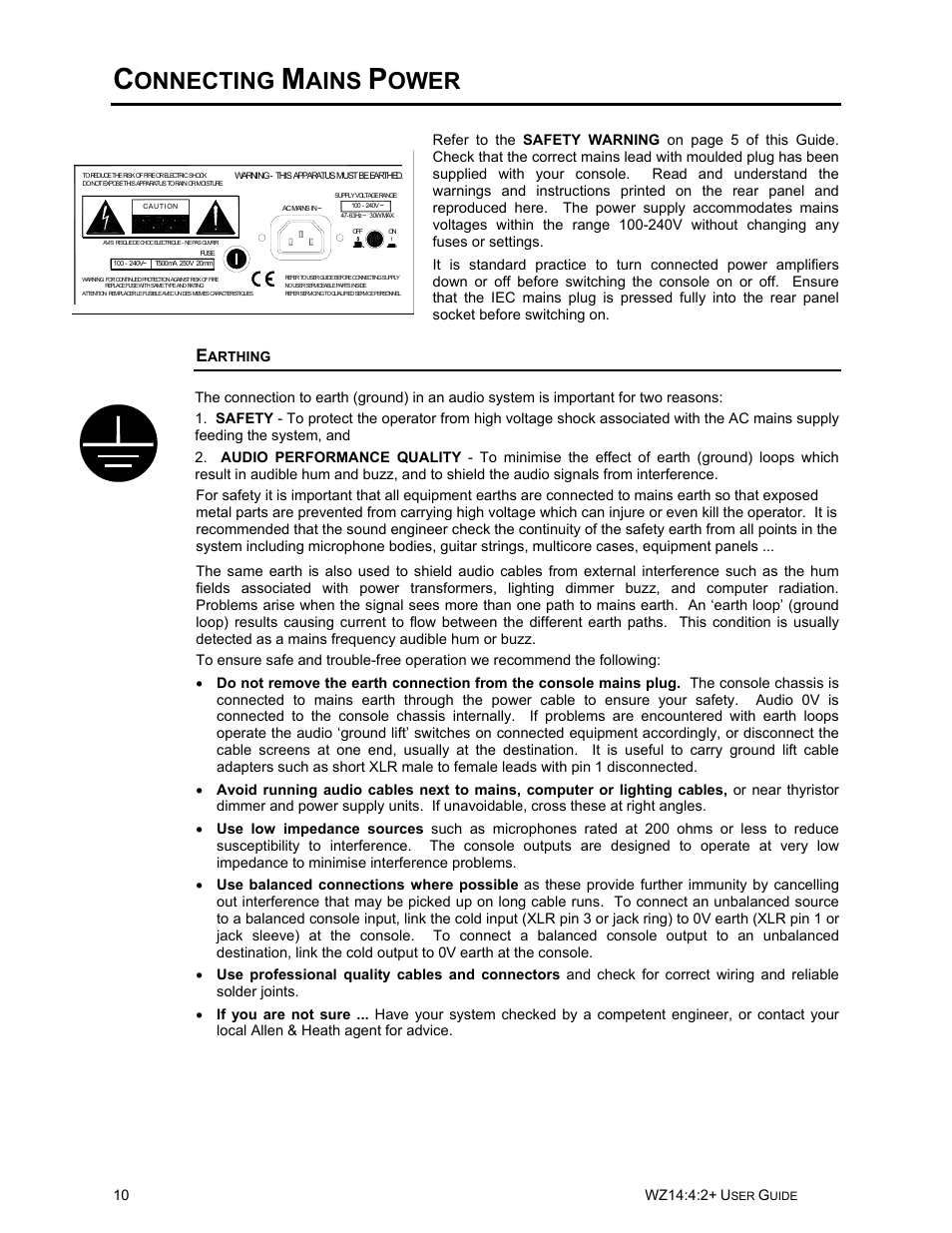 Onnecting, Ains, Ower | Allen&Heath WZ14-4-2 MK2 User Manual | Page 10 / 24