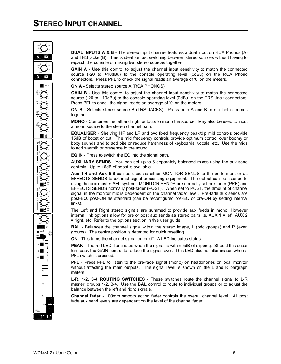 Tereo, Nput channel, Wz14:4:2 | Allen&Heath WZ14-4-2 MK2 User Manual | Page 15 / 24