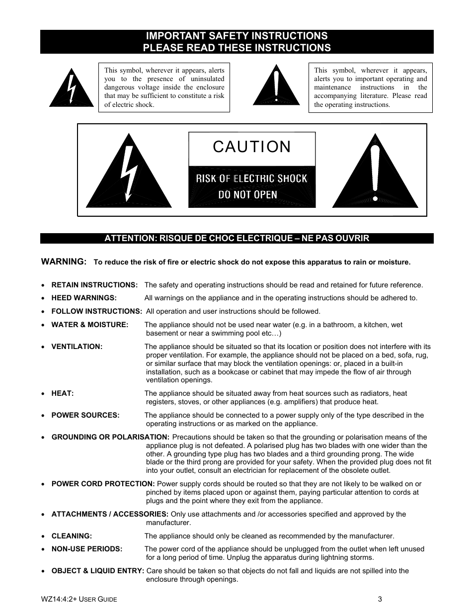 Caution | Allen&Heath WZ14-4-2 MK2 User Manual | Page 3 / 24