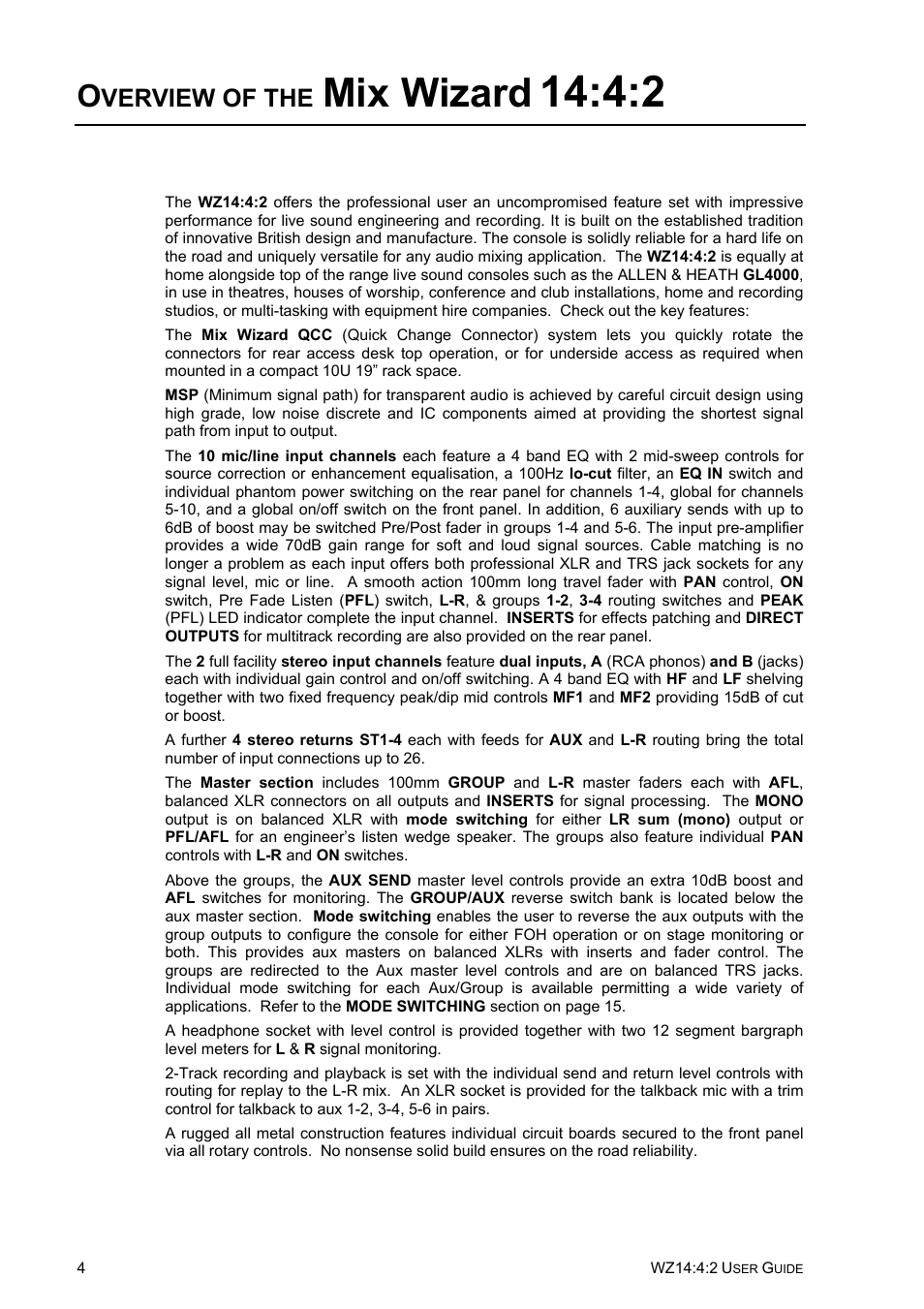 Mix wizard | Allen&Heath WZ14-4-2 User Manual | Page 4 / 21