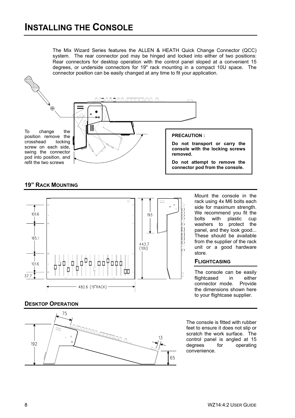 Nstalling the, Onsole | Allen&Heath WZ14-4-2 User Manual | Page 8 / 21