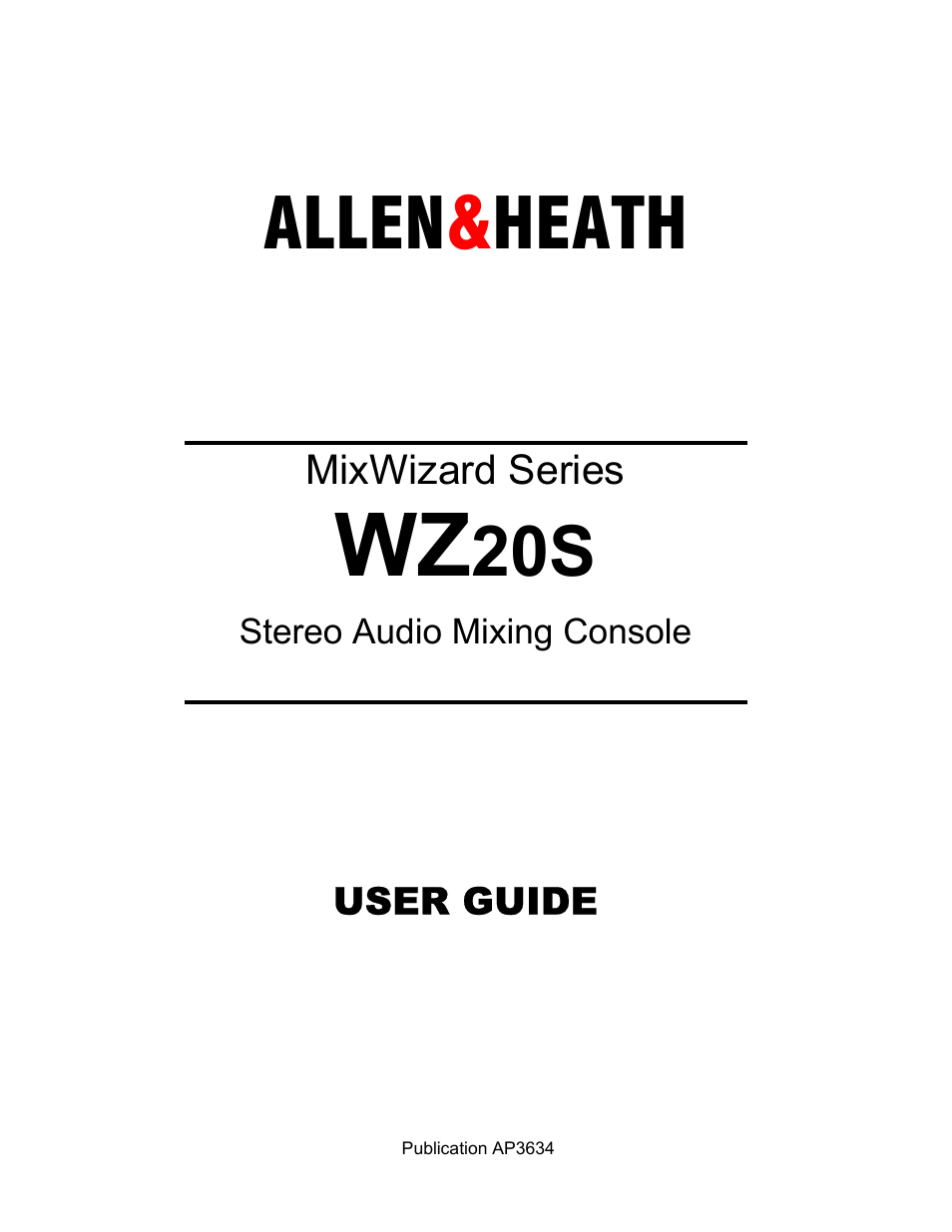 Allen&Heath WZ 20S USER GUIDE User Manual | 35 pages