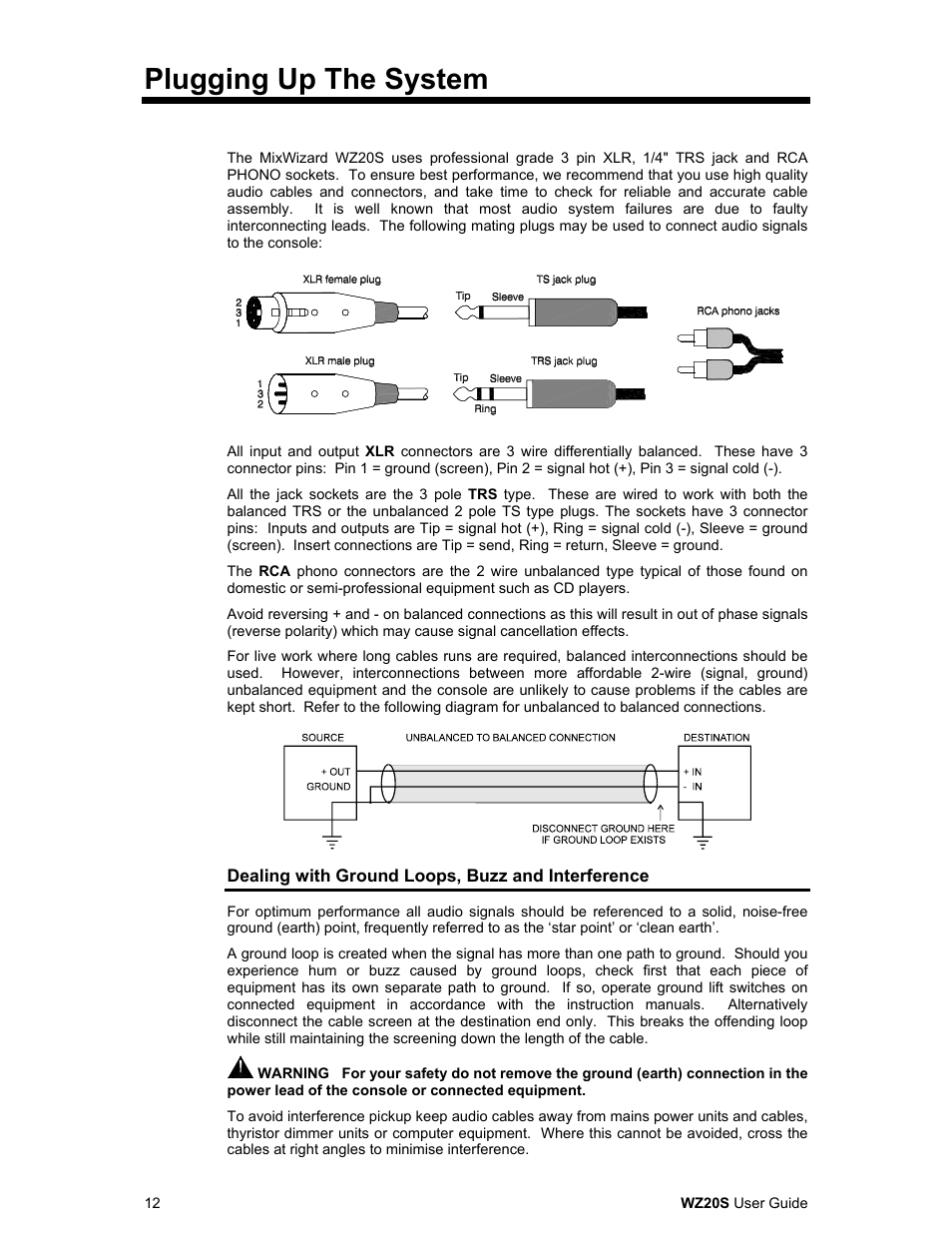 Plugging up the system | Allen&Heath WZ 20S USER GUIDE User Manual | Page 12 / 35