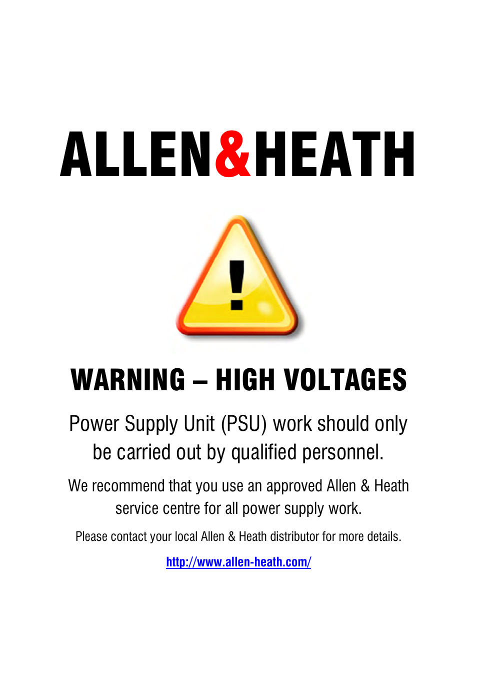 Allen&Heath WZ 20S SERVICE MANUAL User Manual | 23 pages