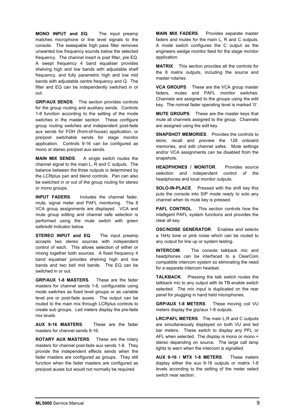 Allen&Heath ML5000 SERVICE MANUAL User Manual | Page 10 / 135