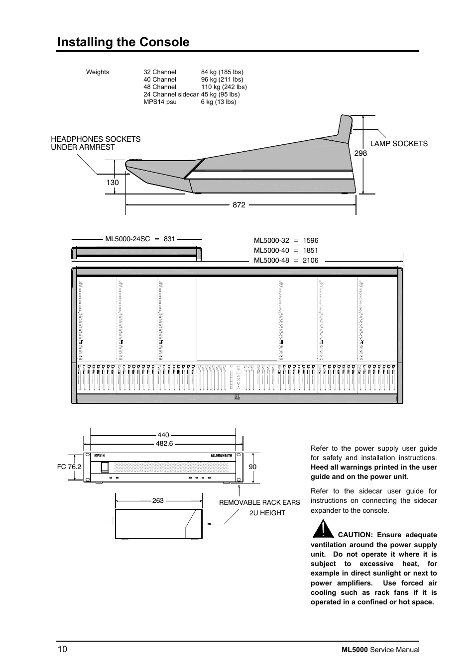 Installing the console | Allen&Heath ML5000 SERVICE MANUAL User Manual | Page 11 / 135